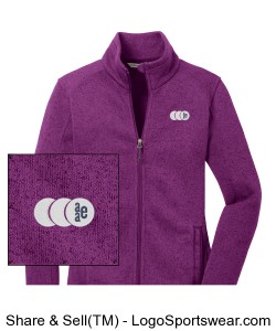 Womens Sweater Fleece Jacket - Pink Heather Design Zoom